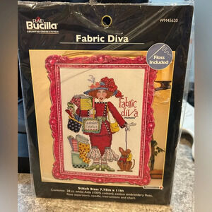 PLAID Bucilla Counted Cross Stitch Kit WM45620 Fabric Diva Alma Lynne Original